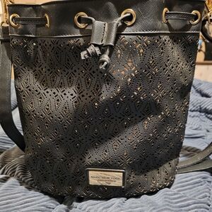 Marc New York Black Laser-Cut Shoulder Bag